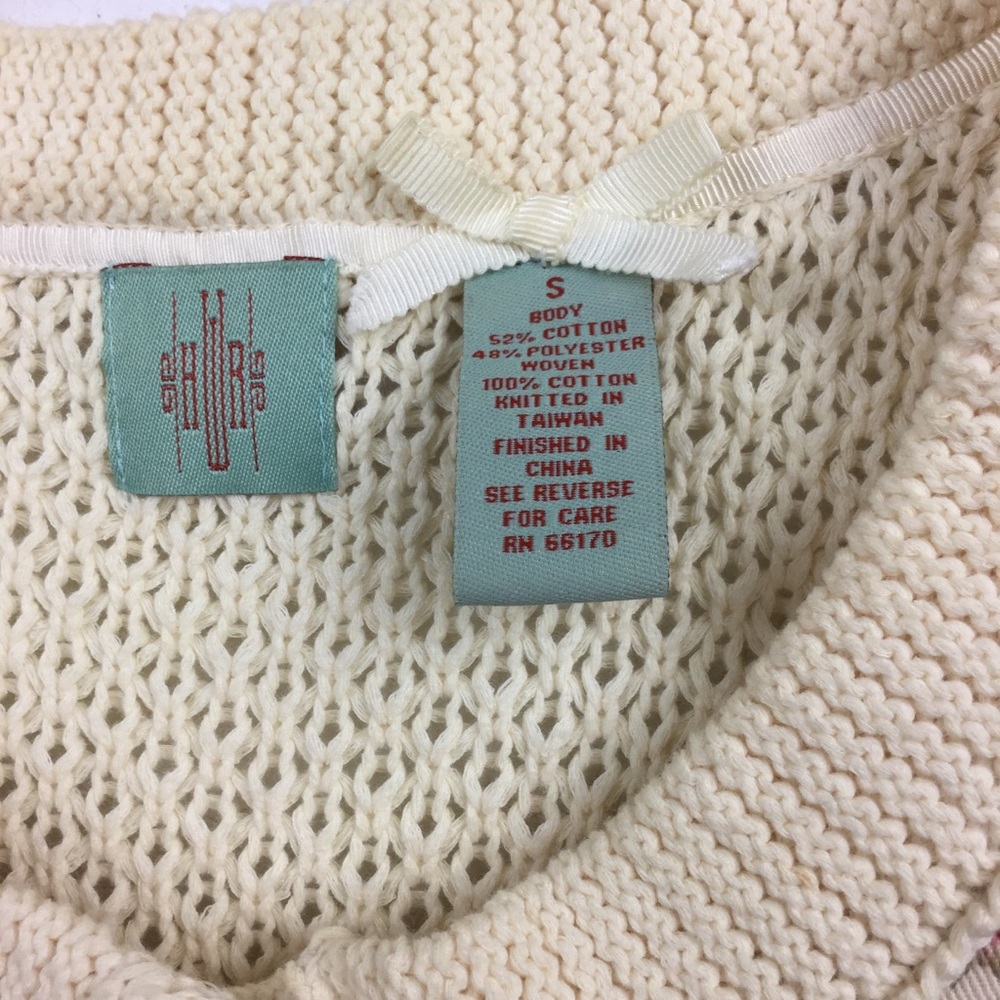 Anthropologie HWR Cardigan Sweater S Cream Floral - Picture 5 of 8